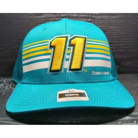 NASCAR Other - New NASCAR Denny Hamlin Striped #11 Mesh Blue Trucker Hat Cap OSFA Adult NWT